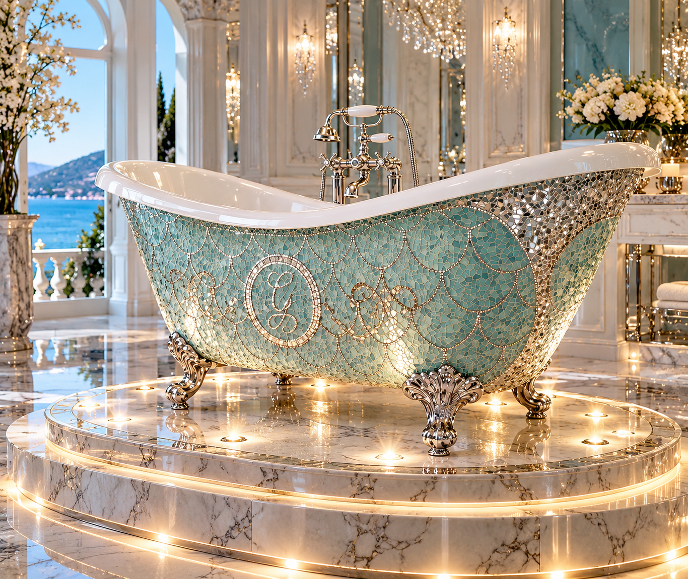 Turquoise Monogram Bath